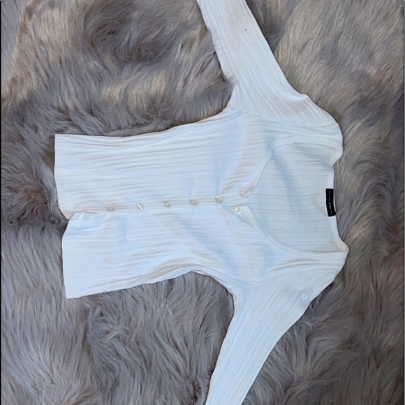 Brandy Melville tight white button down shirt - Picture 1 of 1